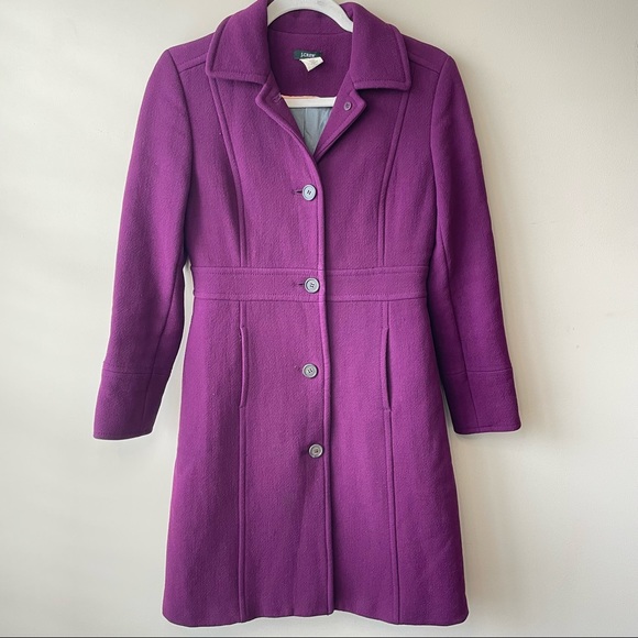 J. Crew Jackets & Blazers - J Crew Purple Classic Button Down Pea Coat Plum Violet Jacket Size 2P